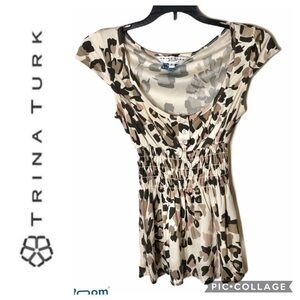 Trina Turk 100% Silk Print Top Sz P